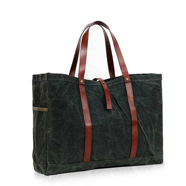 Ernest Box: The Fall Tote Set - Military Olive Wax Canvas - Ernest Alexander