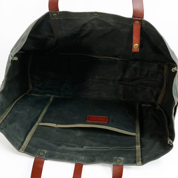 Ernest Box: The Fall Tote Set - Military Olive Wax Canvas - Ernest Alexander