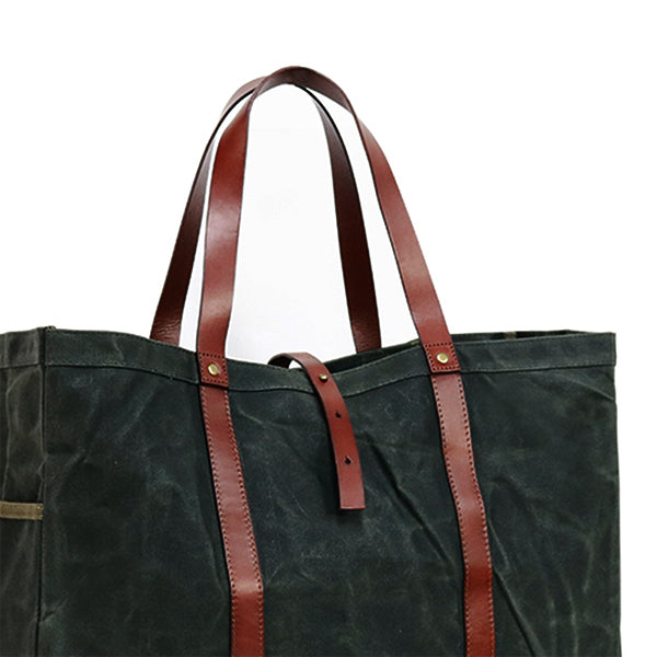 Ernest Box: The Fall Tote Set - Military Olive Wax Canvas - Ernest Alexander