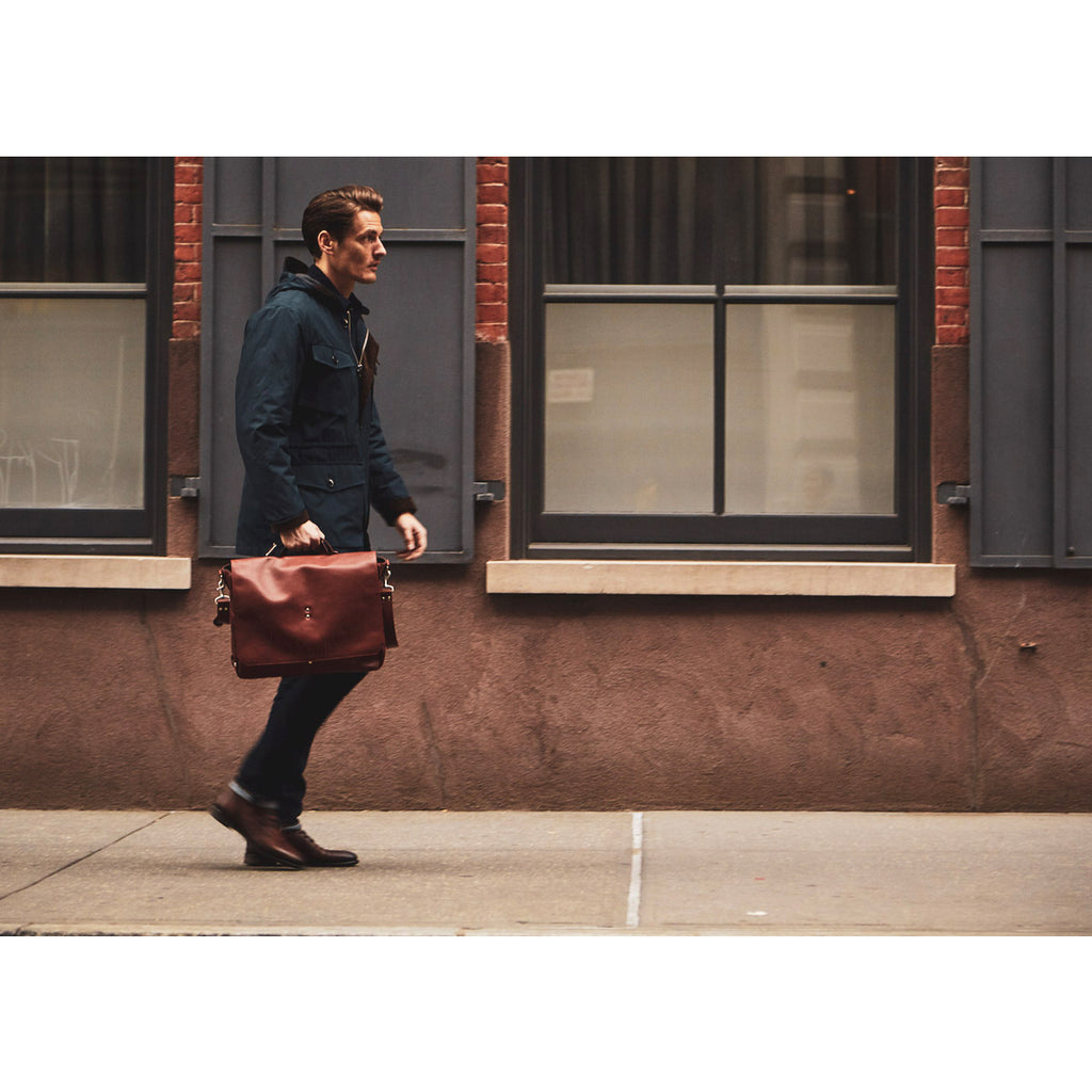 Walker British Brown Leather Brief Bag - Ernest Alexander