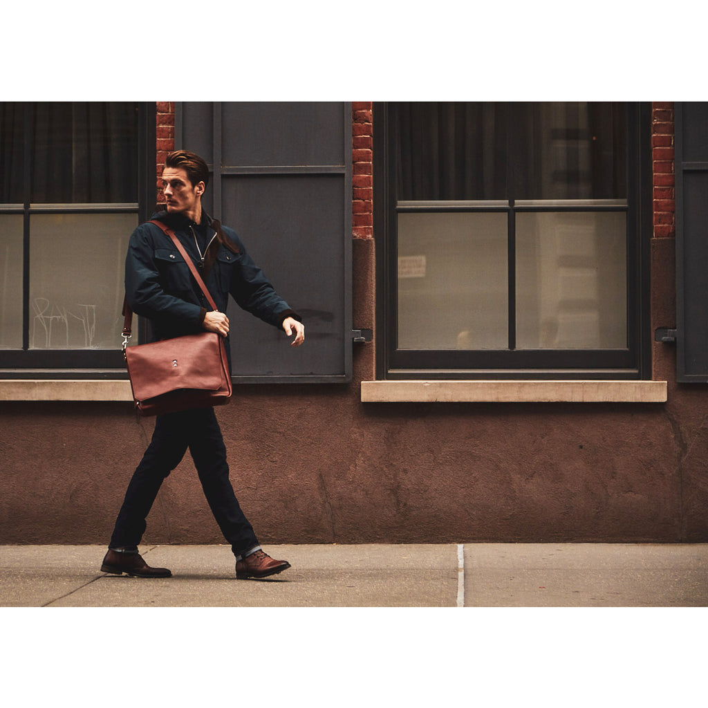 Walker British Brown Leather Brief Bag - Ernest Alexander