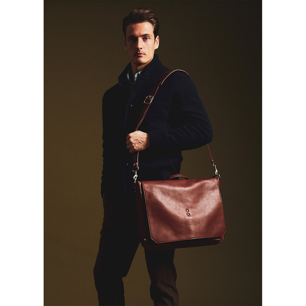 Walker British Brown Leather Brief Bag - Ernest Alexander