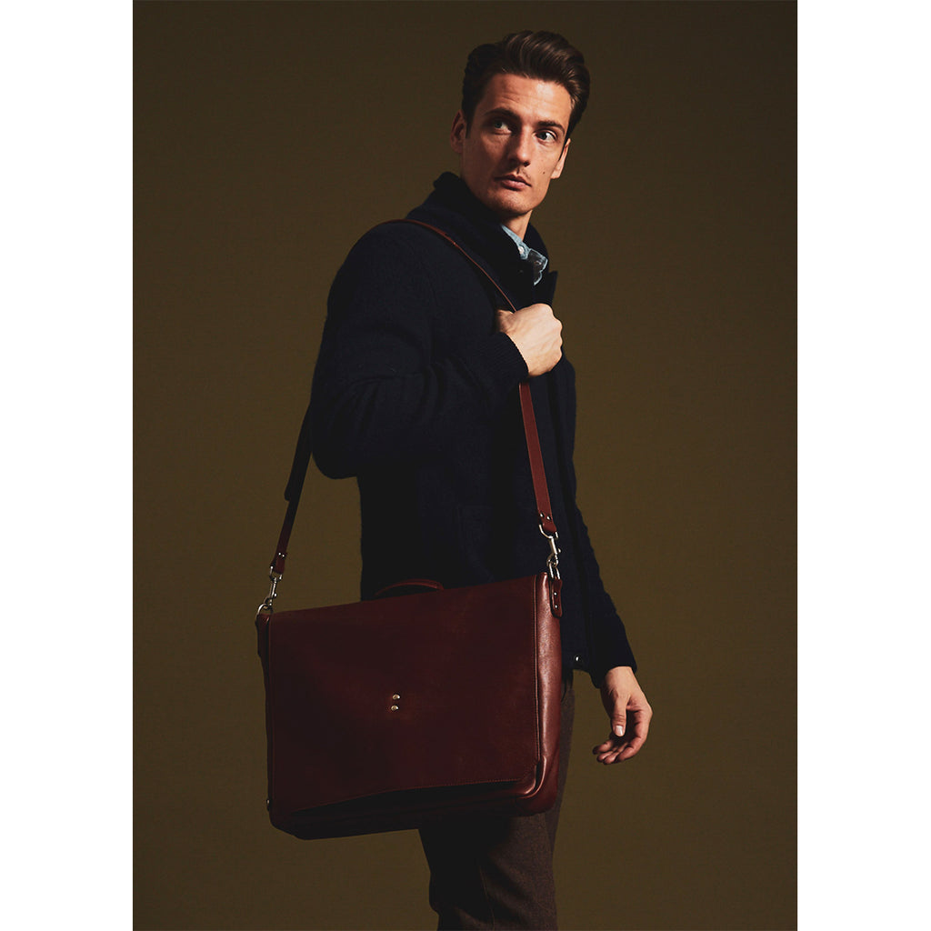 Walker British Brown Leather Brief Bag - Ernest Alexander