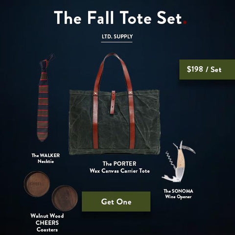 Ernest Box: The Fall Tote Set - Military Olive Wax Canvas - Ernest Alexander